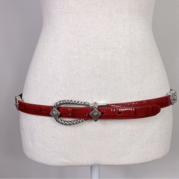 Brighton red croc embossed belt size 36 - Picture 1 of 6